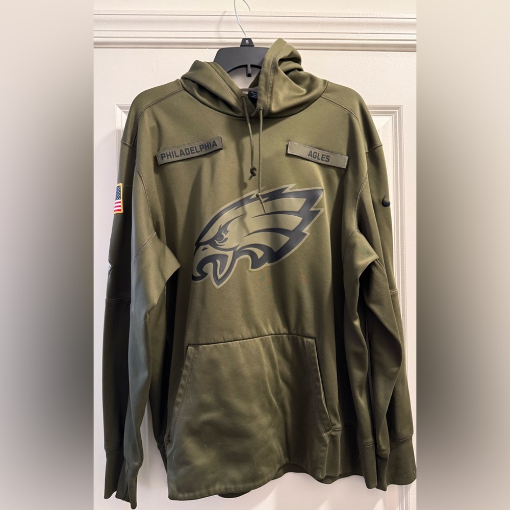 Men's Olive 2018 Salute to Service Sideline Therma Pullover Hoodie- Size XL